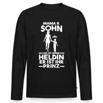 Mama Und Sohn Mutter Muttertag - Männer Premium Bio Langarmshirt - Schwarz - Vorne - Nico (187cm)