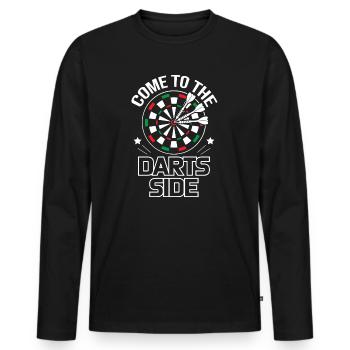 Viens au côté des fléchettes - T-shirt manches longues Premium bio Homme - noir - Devant - Nico (187cm)
