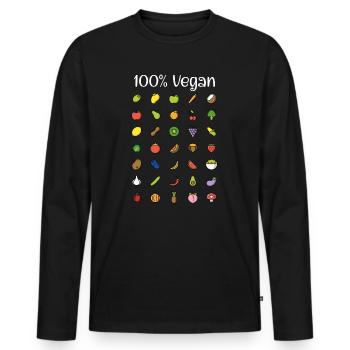 100 % Vegan - Männer Premium Bio Langarmshirt - Schwarz - Vorne - Nico (187cm)