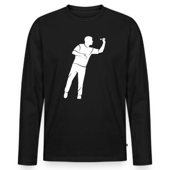 Dart Spieler Dartscheibe Silhouette Dartspieler - Männer Premium Bio Langarmshirt - Schwarz - Vorne - Nico (187cm)