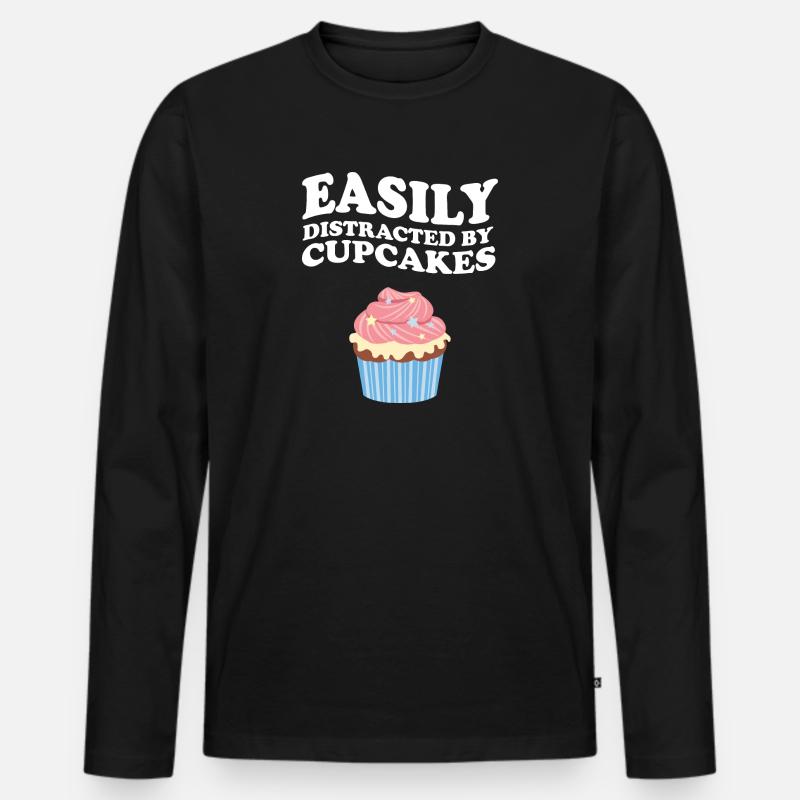 Easily Distracted By Cupcakes - Men's Premium Organic Long Sleeve Shirt - black