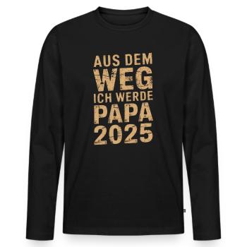 Aus Dem Weg Ich Werde Papa 2025 - Männer Premium Bio Langarmshirt - Schwarz - Vorne - Nico (187cm)