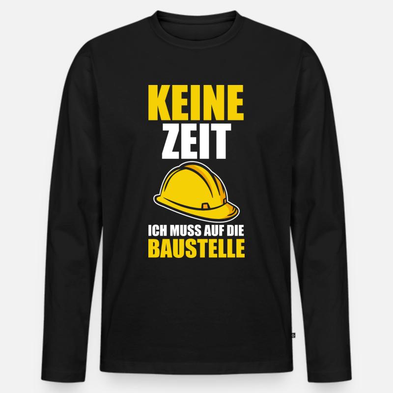 Baustelle Bauherr - Männer Premium Bio Langarmshirt - Schwarz