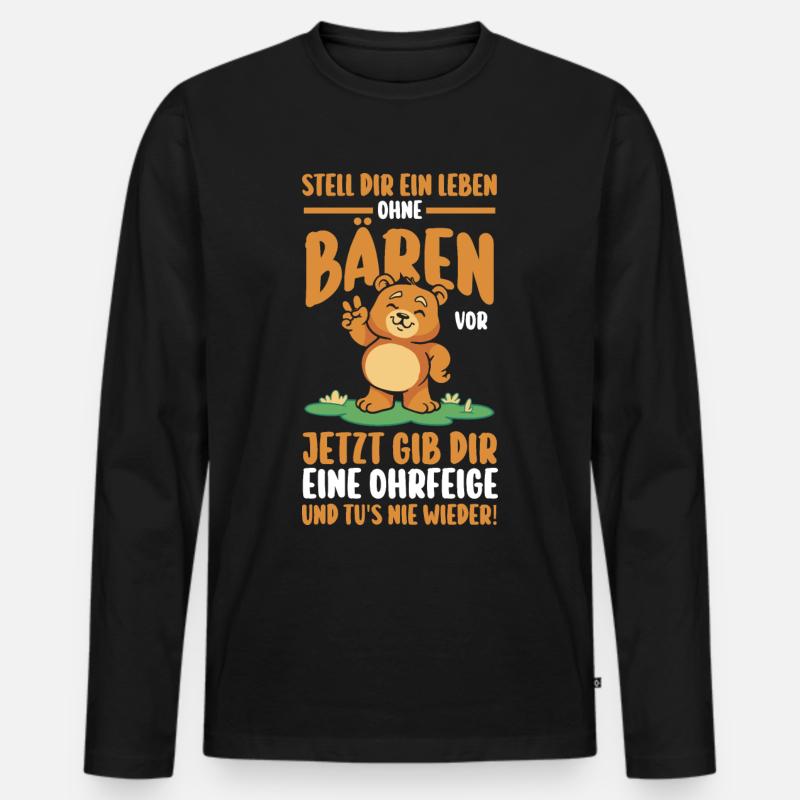 Braunbär Bär - Männer Premium Bio Langarmshirt - Schwarz