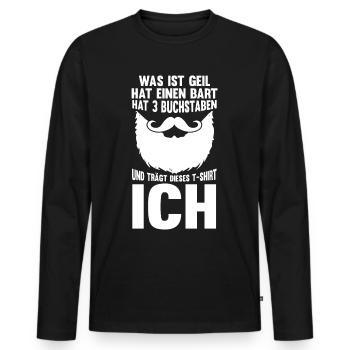 Bärtig Bartträger Schnurrbart Bart - Männer Premium Bio Langarmshirt - Schwarz - Vorne - Nico (187cm)