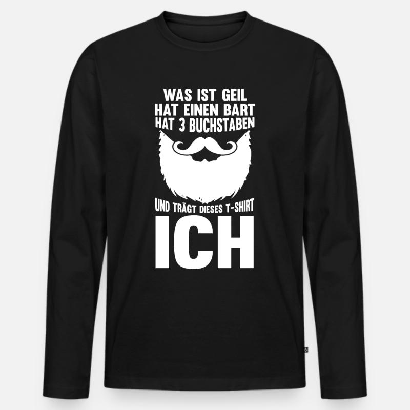 Bärtig Bartträger Schnurrbart Bart - Männer Premium Bio Langarmshirt - Schwarz