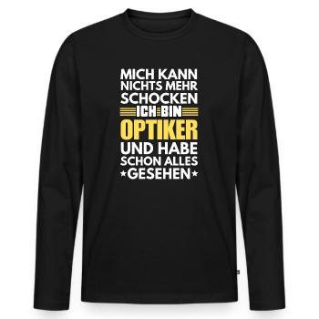 Opticien non choquable - T-shirt manches longues Premium bio Homme - noir - Devant - Nico (187cm)