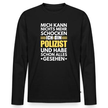 Policier non électrocutable - T-shirt manches longues Premium bio Homme - noir - Devant - Nico (187cm)