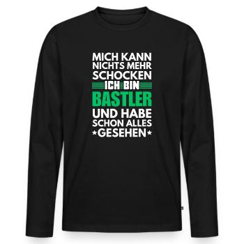 Nicht schockbarer Bastler - Männer Premium Bio Langarmshirt - Schwarz - Vorne - Nico (187cm)