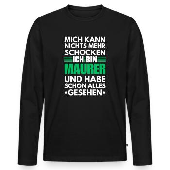 Maçon non choquable - T-shirt manches longues Premium bio Homme - noir - Devant - Nico (187cm)