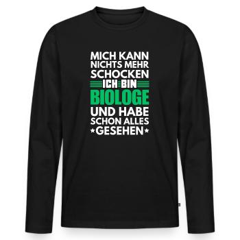 Biologiste non choquable - T-shirt manches longues Premium bio Homme - noir - Devant - Nico (187cm)