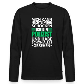 Policier non électrocutable - T-shirt manches longues Premium bio Homme - noir - Devant - Nico (187cm)