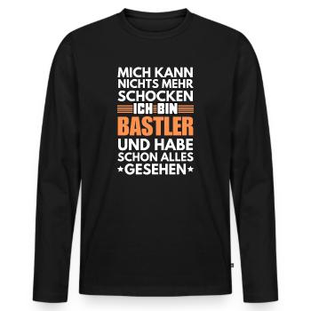 Nicht schockbarer Bastler - Männer Premium Bio Langarmshirt - Schwarz - Vorne - Nico (187cm)