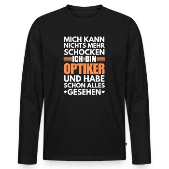 Opticien non choquable - T-shirt manches longues Premium bio Homme - noir - Devant - Nico (187cm)