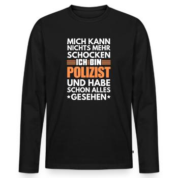 Policier non électrocutable - T-shirt manches longues Premium bio Homme - noir - Devant - Nico (187cm)