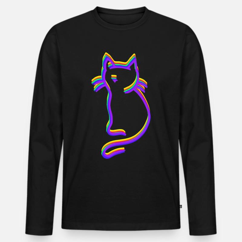 LGBT Regenbogen Katze - Männer Premium Bio Langarmshirt - Schwarz