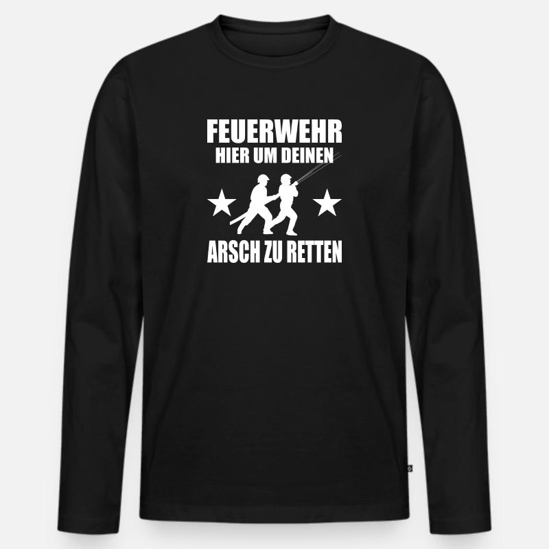 feuerwehr - Männer Premium Bio Langarmshirt - Schwarz