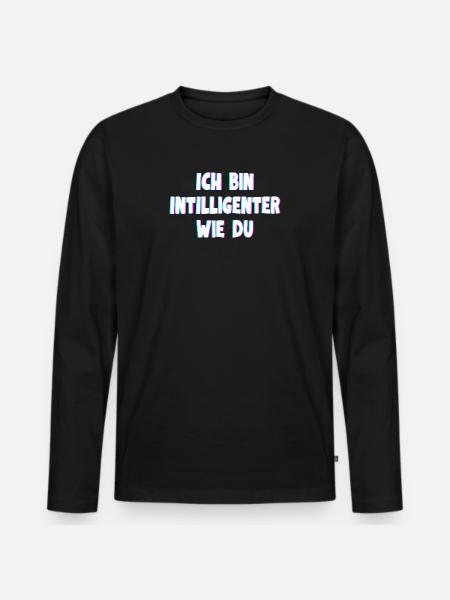 Ich bin intelligenter wie du - Männer Premium Bio Langarmshirt - Schwarz