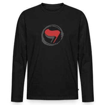 Antifa Flagge Fahne Antifaschistische Aktion - Männer Premium Bio Langarmshirt - Schwarz - Vorne - Nico (187cm)