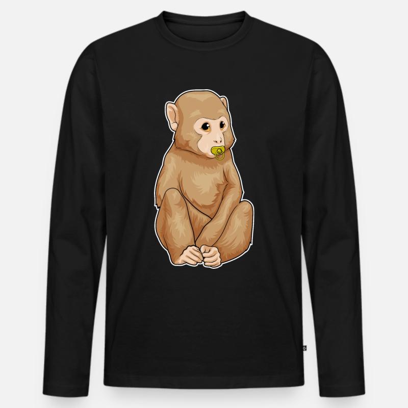 Affe Schnuller - Männer Premium Bio Langarmshirt - Schwarz
