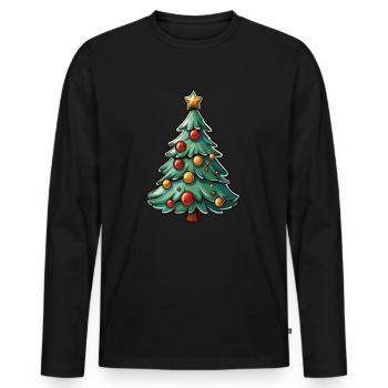 Weihnachtsbaum mit Kugeln und stern in grün - Männer Premium Bio Langarmshirt - Schwarz - Vorne - Nico (187cm)