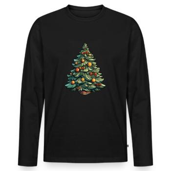 Weihnachtsbaum - Christbaum dekoriert - Männer Premium Bio Langarmshirt - Schwarz - Vorne - Nico (187cm)