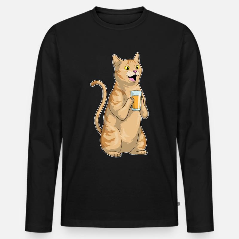 Katze Saft - Männer Premium Bio Langarmshirt - Schwarz