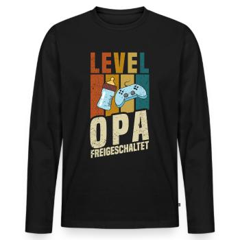 Level Opa Freigeschaltet - Männer Premium Bio Langarmshirt - Schwarz - Vorne - Nico (187cm)