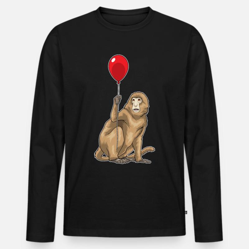 Affe Luftballon - Männer Premium Bio Langarmshirt - Schwarz