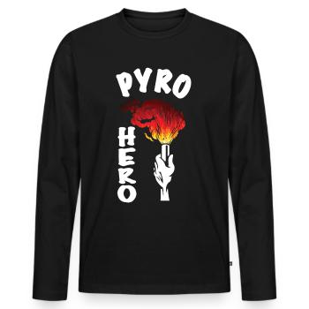 Pyro Hero Pyrotechnik Ultras Fanblock Fankurve - Männer Premium Bio Langarmshirt - Schwarz - Vorne - Nico (187cm)
