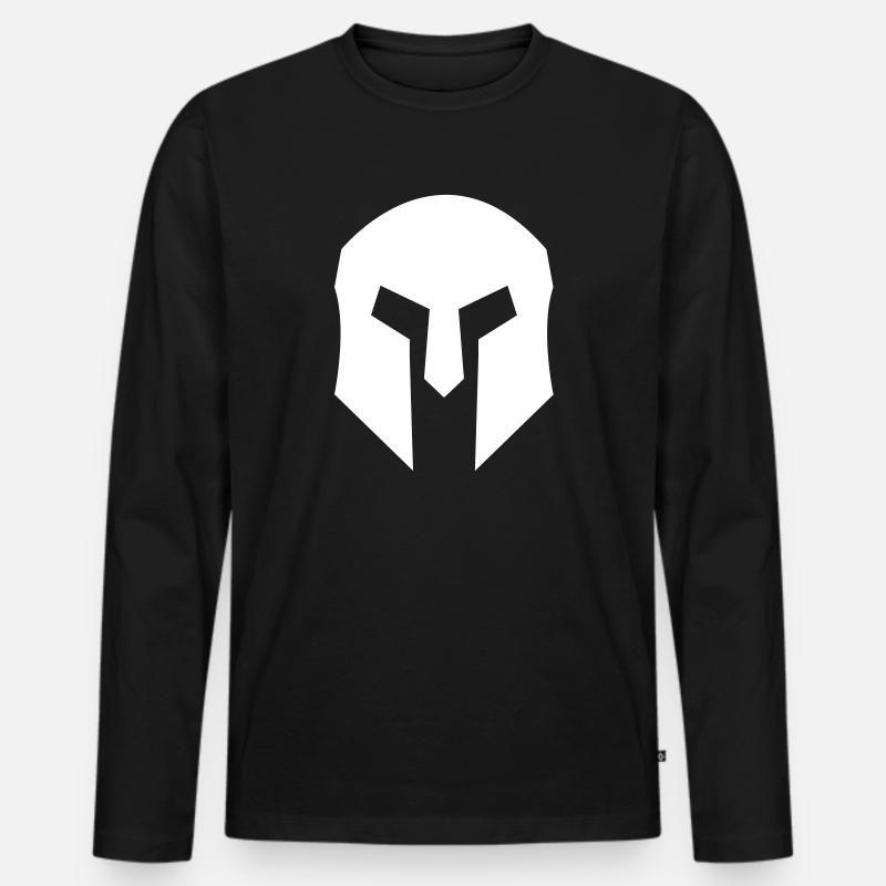 Spartaner Helm - Männer Premium Bio Langarmshirt - Schwarz