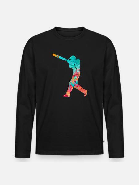 Cricketers in Popart - Men's Premium Organic Long Sleeve Shirt - black
