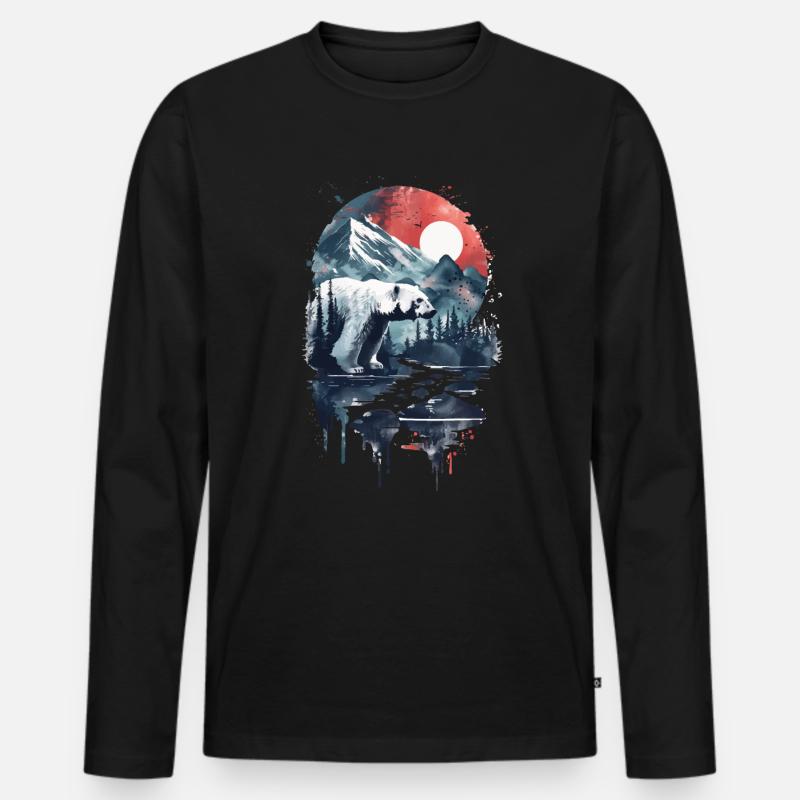 Polar Bär - Männer Premium Bio Langarmshirt - Schwarz