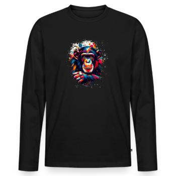 Colorful chimpanzee artwork chimpanzees - Men's Premium Organic Long Sleeve Shirt - black - Front - Nico (187cm)