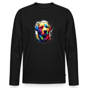 Bunter Hund Kunstwerk Labrador - Männer Premium Bio Langarmshirt - Schwarz - Vorne - Nico (187cm)