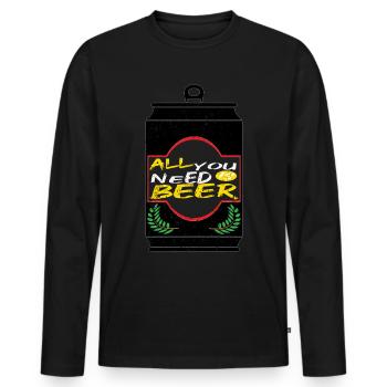 Beer Beer Drinker Beer Can Beer Bottle - Men's Premium Organic Long Sleeve Shirt - black - Front - Nico (187cm)
