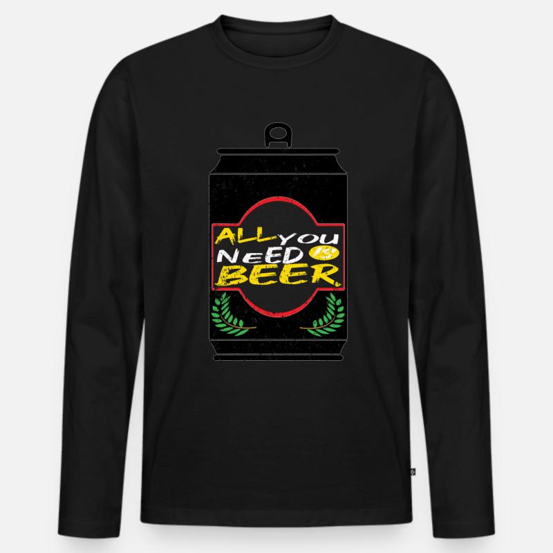 Bier Biertrinker Bierdose Bierflasche - Männer Premium Bio Langarmshirt - Schwarz