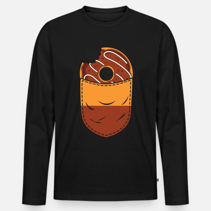 Donut Liebhaber Geschenk Brusttasche Donuts - Männer Premium Bio Langarmshirt - Schwarz