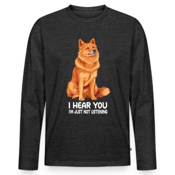 Finnish Spitz - Men's Premium Organic Long Sleeve Shirt - heather anthracite - Front - Nico (187cm)