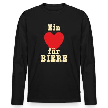 AD - ein Herz für Biere - Alkohol Liebhaber Design - Männer Premium Bio Langarmshirt - Schwarz - Vorne - Nico (187cm)