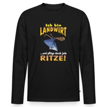 HW - Ich bin Landwirt und pflüge durch jede Ritze - Männer Premium Bio Langarmshirt - Schwarz - Vorne - Nico (187cm)