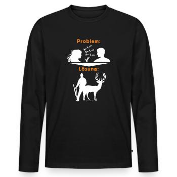 JD - Jäger Shirts - Problem Frau BLA BLA BLA - - Männer Premium Bio Langarmshirt - Schwarz - Vorne - Nico (187cm)
