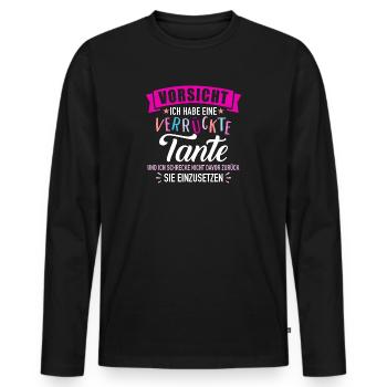 Tante - Männer Premium Bio Langarmshirt - Schwarz - Vorne - Nico (187cm)