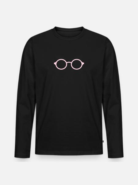 pink glasses - Men's Premium Organic Long Sleeve Shirt - black