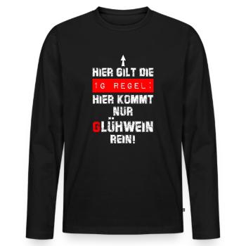 Glühwein - 1G - Regel ! - Männer Premium Bio Langarmshirt - Schwarz - Vorne - Nico (187cm)