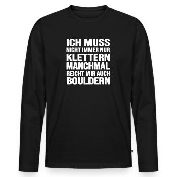 bouldern boulderfelsen freiklettern boulderzeit - Männer Premium Bio Langarmshirt - Schwarz - Vorne - Nico (187cm)