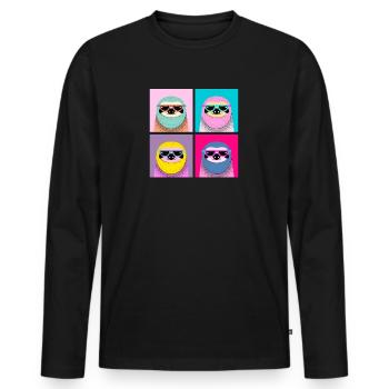 Pop Art Sloth With Sunglasses - T-shirt manches longues Premium bio Homme - noir - Devant - Nico (187cm)