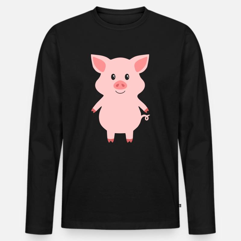 Schwein - Männer Premium Bio Langarmshirt - Schwarz