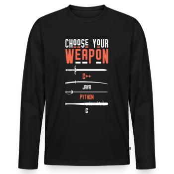 Programmierer Entwickler - Choose Your Weapon - Männer Premium Bio Langarmshirt - Schwarz - Vorne - Nico (187cm)