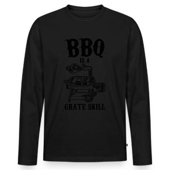 Fleisch und Bier | Grillen Grillmeister Geschenke - Männer Premium Bio Langarmshirt - Schwarz - Vorne - Nico (187cm)